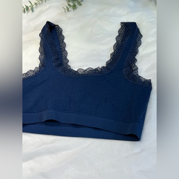 Lucky Brand Thermal Navy Blue Lace Trim Bralette Size 2X - Picture 5 of 8